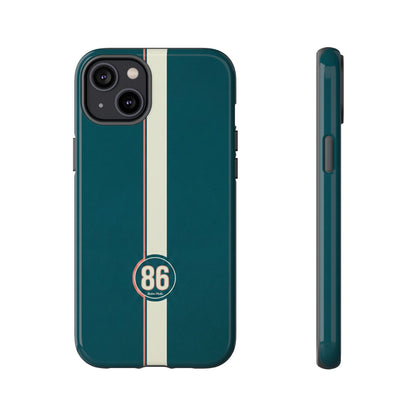 Racing Stripe Phone Case - Retro Teal with Number 86