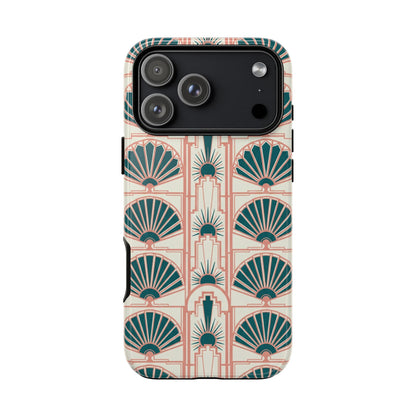 Art Deco Fan Pattern Tough Phone Case — Retro Geometric iPhone Cover
