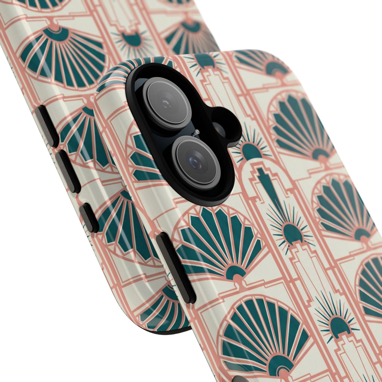 Art Deco Fan Pattern Tough Phone Case — Retro Geometric iPhone Cover