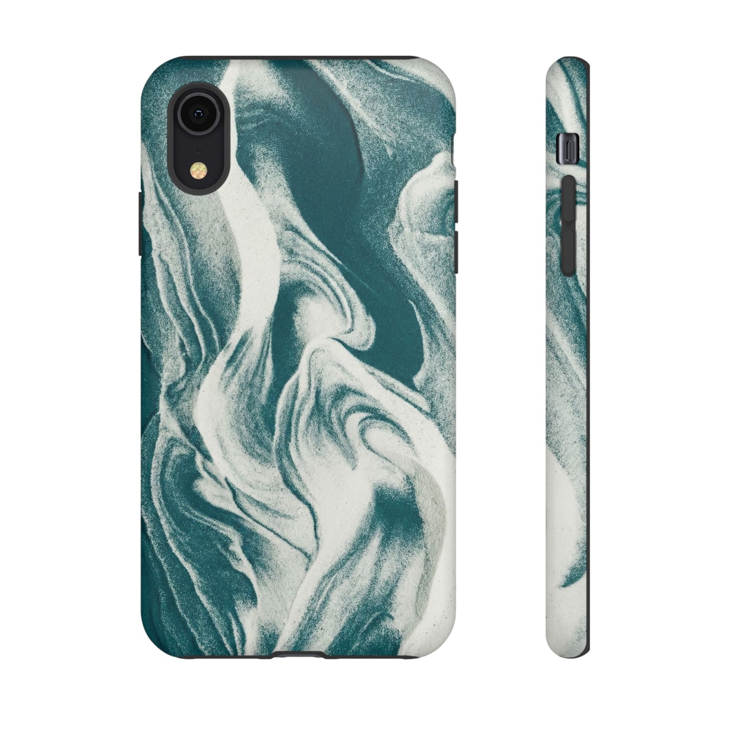 Marble Teal Tough Phone Case — Swirl Pattern Protective Cover