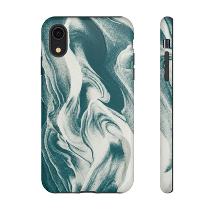Marble Teal Tough Phone Case — Swirl Pattern Protective Cover