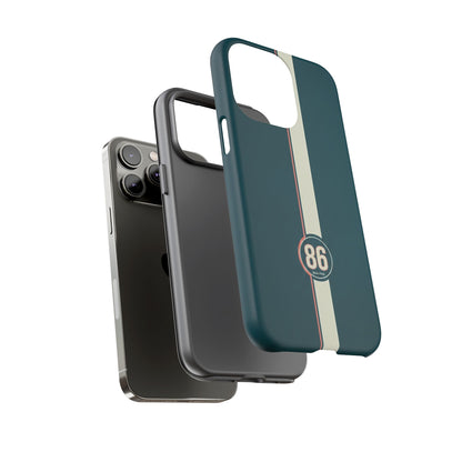 Racing Stripe Phone Case - Retro Teal with Number 86