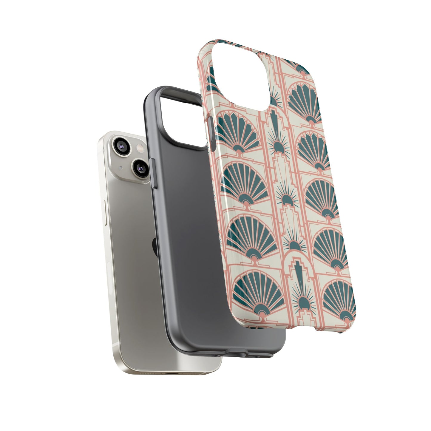 Art Deco Fan Pattern Tough Phone Case — Retro Geometric iPhone Cover