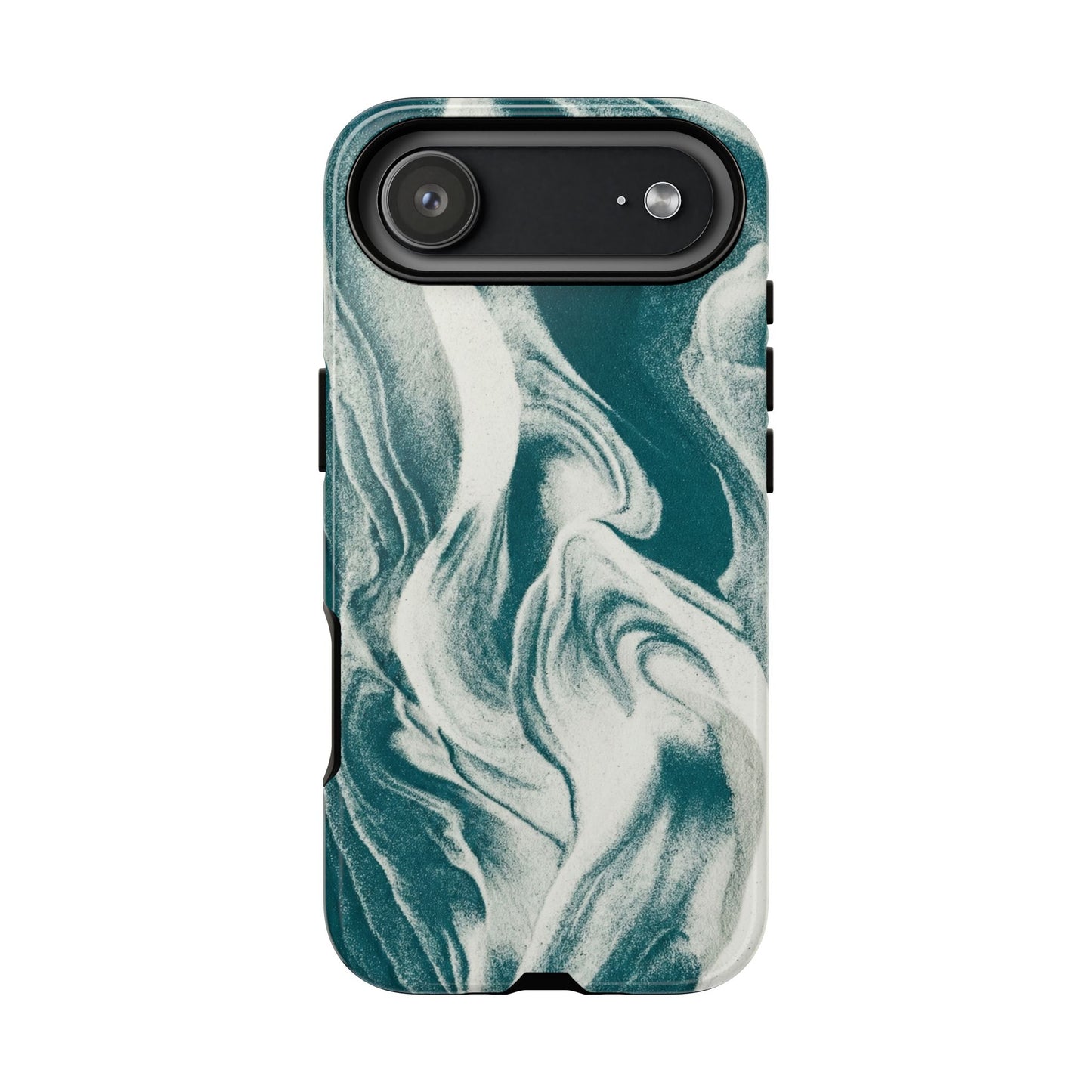 Marble Teal Tough Phone Case — Swirl Pattern Protective Cover