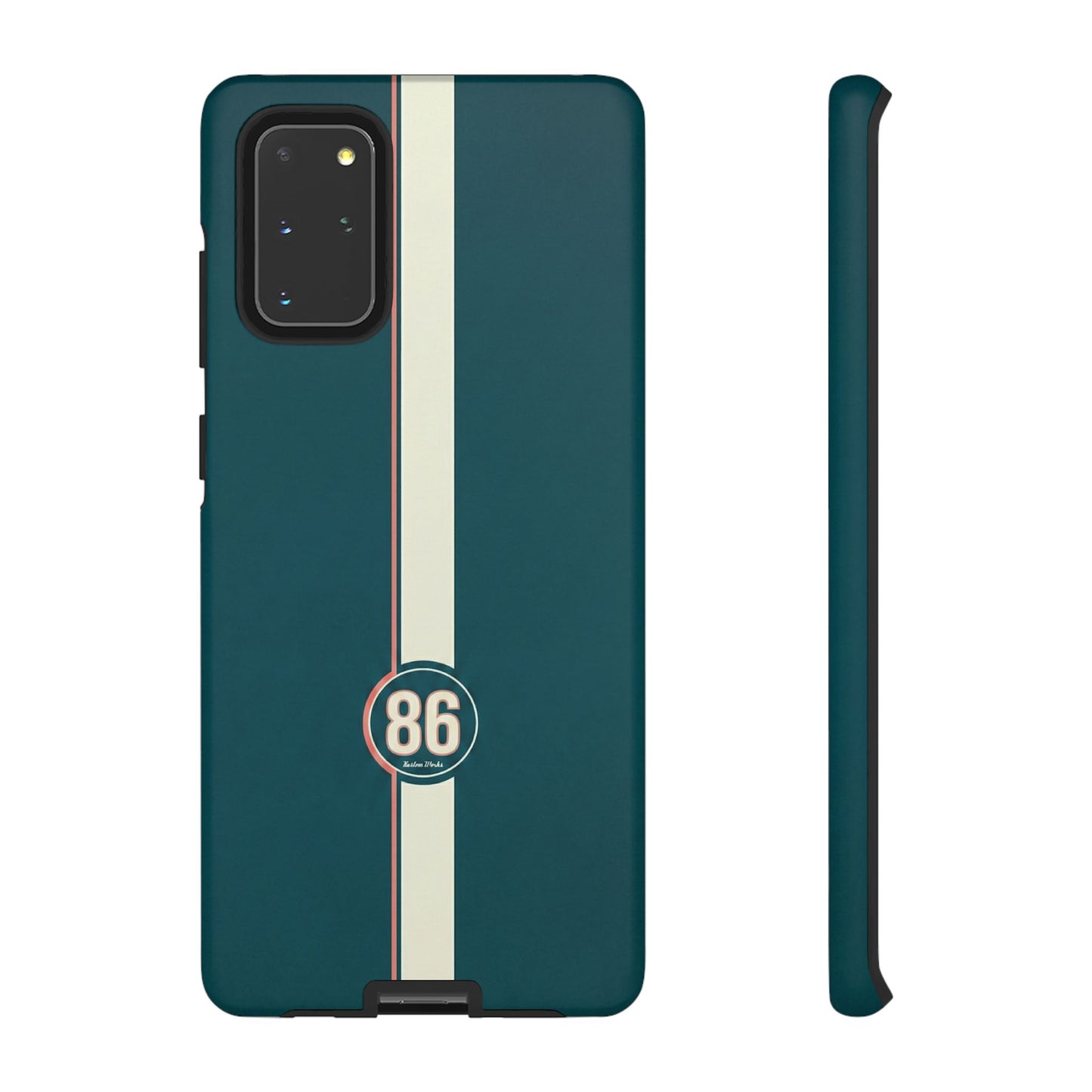 Racing Stripe Phone Case - Retro Teal with Number 86