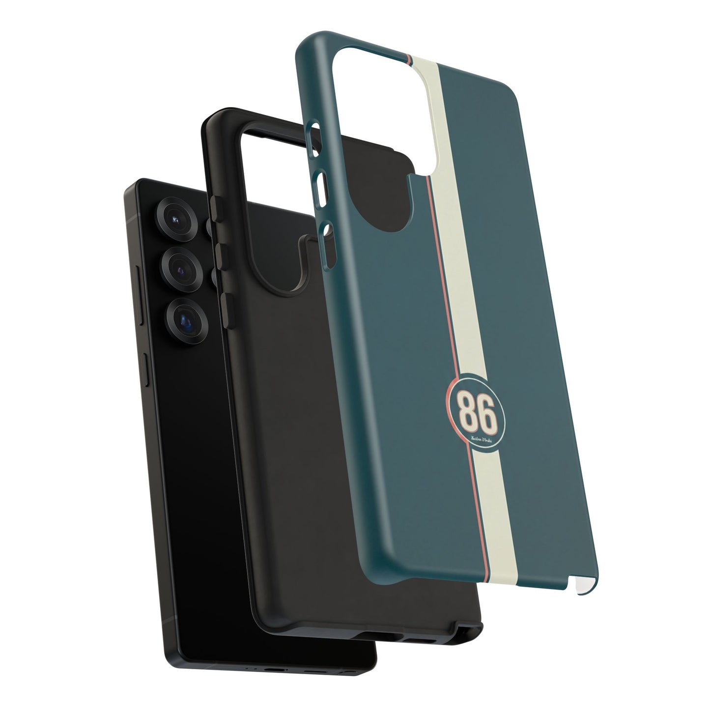 Racing Stripe Phone Case - Retro Teal with Number 86
