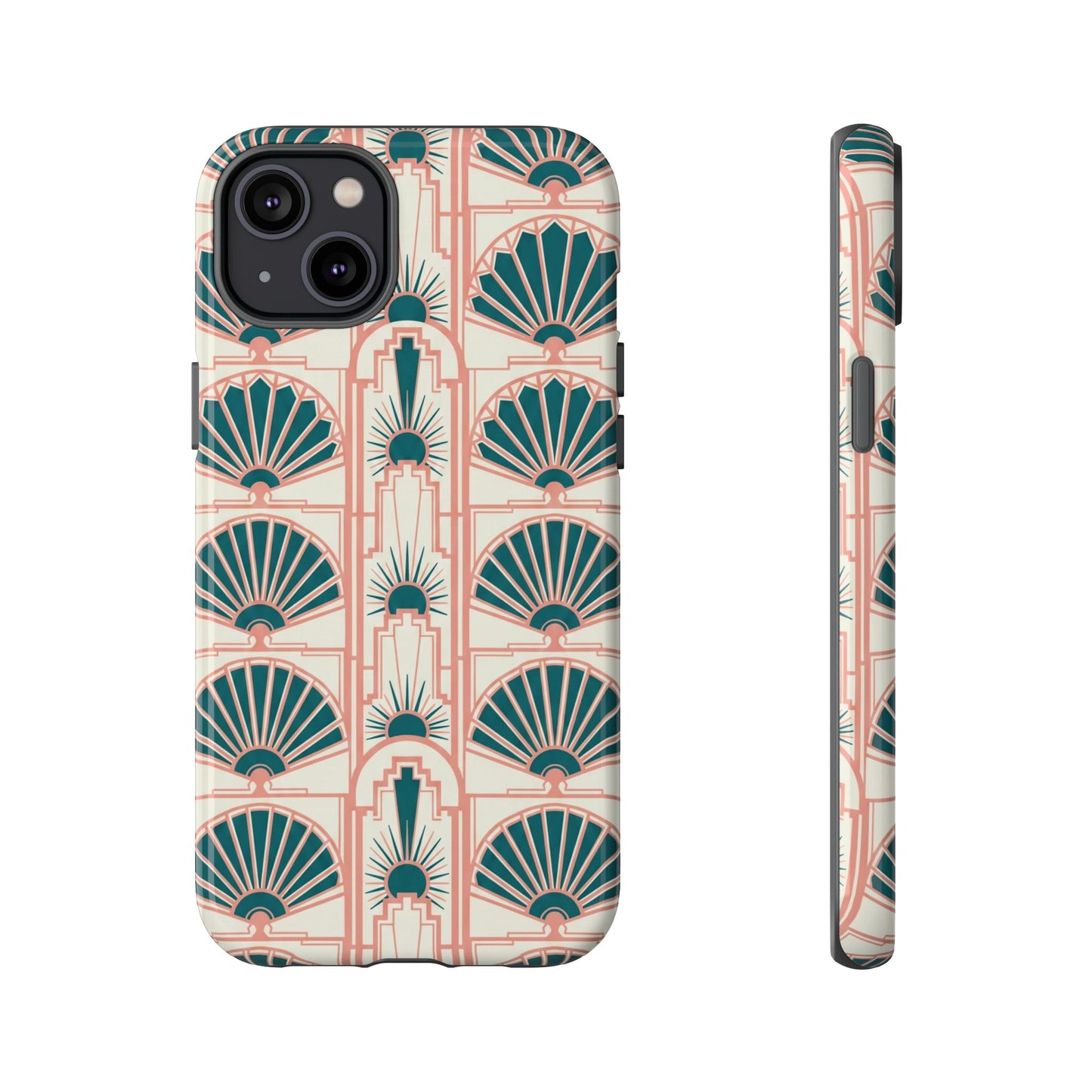 Art Deco Fan Pattern Tough Phone Case — Retro Geometric iPhone Cover