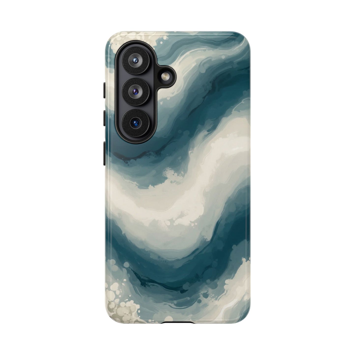 Ocean Wave Marble Phone Case — Teal & Ivory Abstract Tough Case