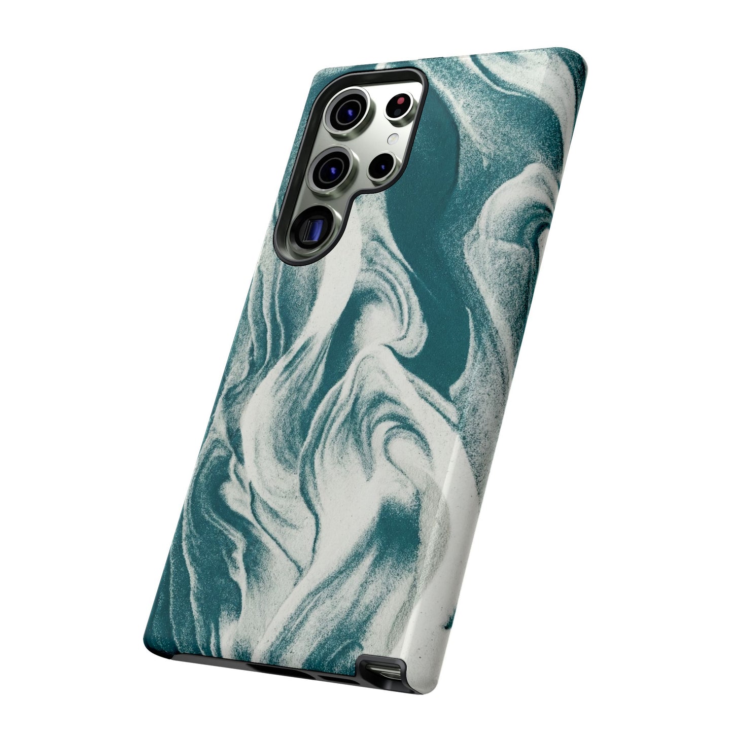 Teal Marble Tough Phone Case — Protective Artistic Swirl Design