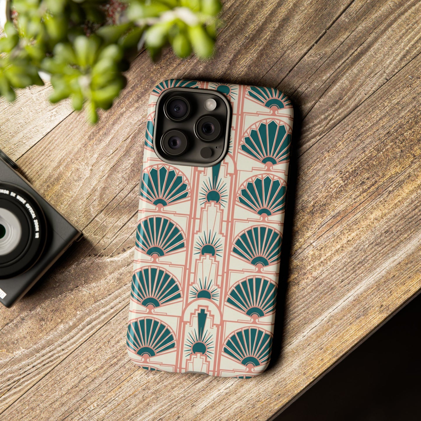 Art Deco Fan Pattern Tough Phone Case — Retro Geometric iPhone Cover