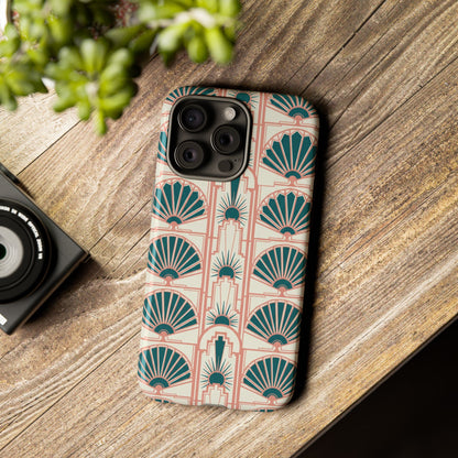 Art Deco Fan Pattern Tough Phone Case — Retro Geometric iPhone Cover