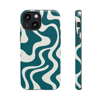 Teal Retro Swirl Tough Phone Case