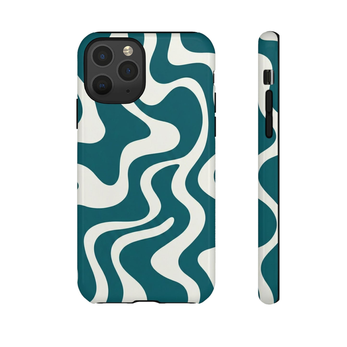 Teal Retro Swirl Tough Phone Case