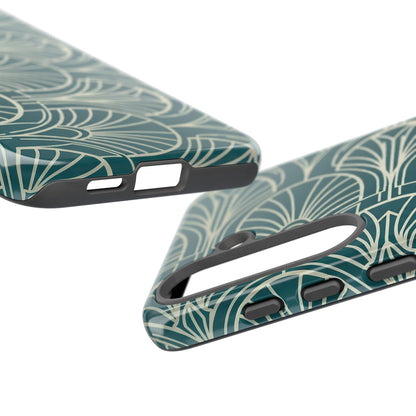 Teal Art Deco Pattern Tough Phone Case — Retro Geometric Protection