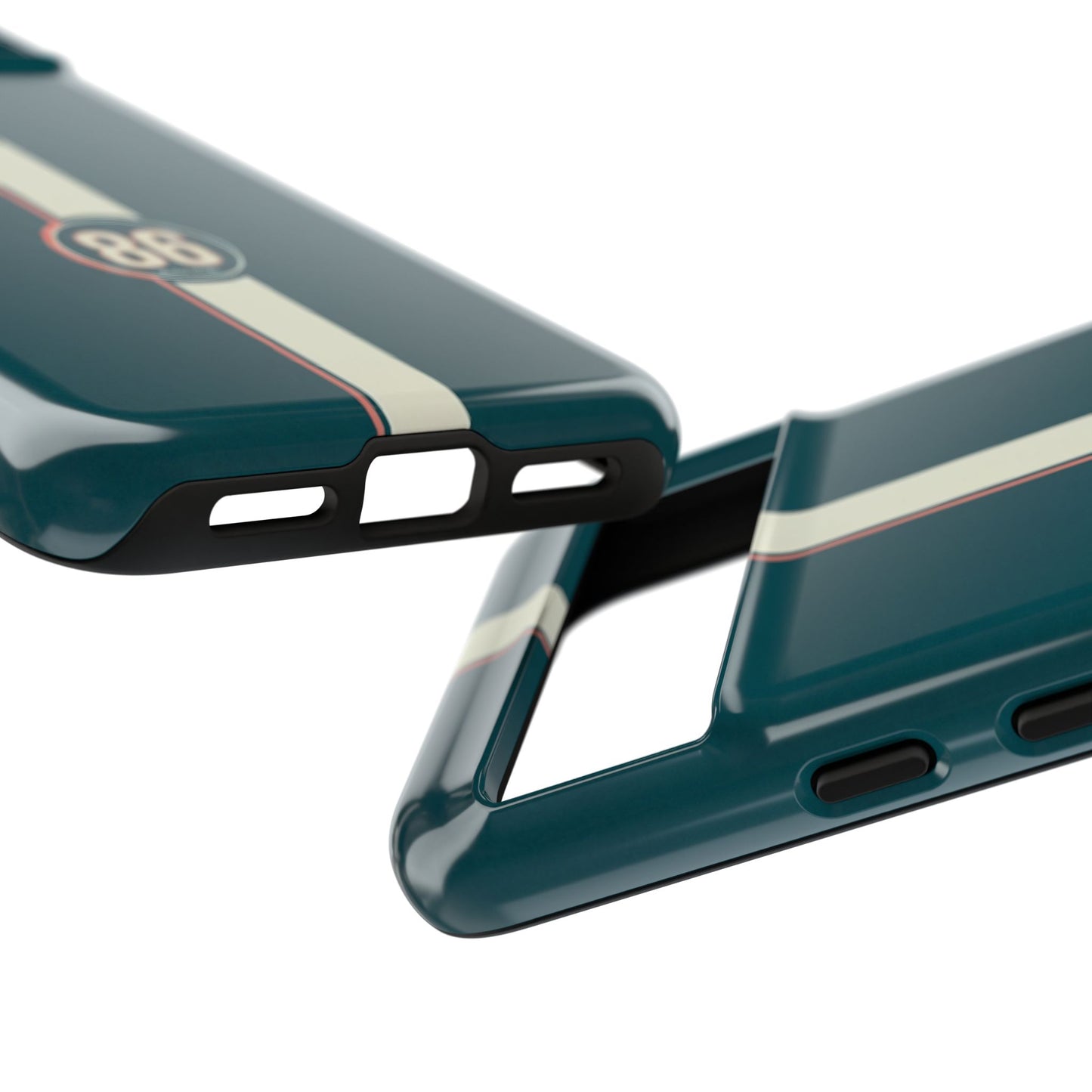Racing Stripe Phone Case - Retro Teal with Number 86