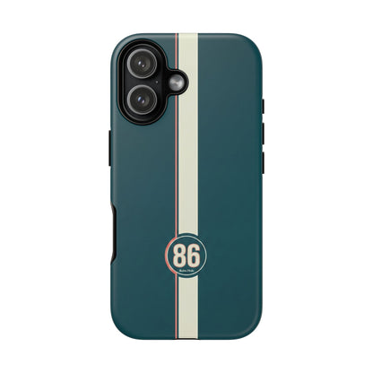 Racing Stripe Phone Case - Retro Teal with Number 86