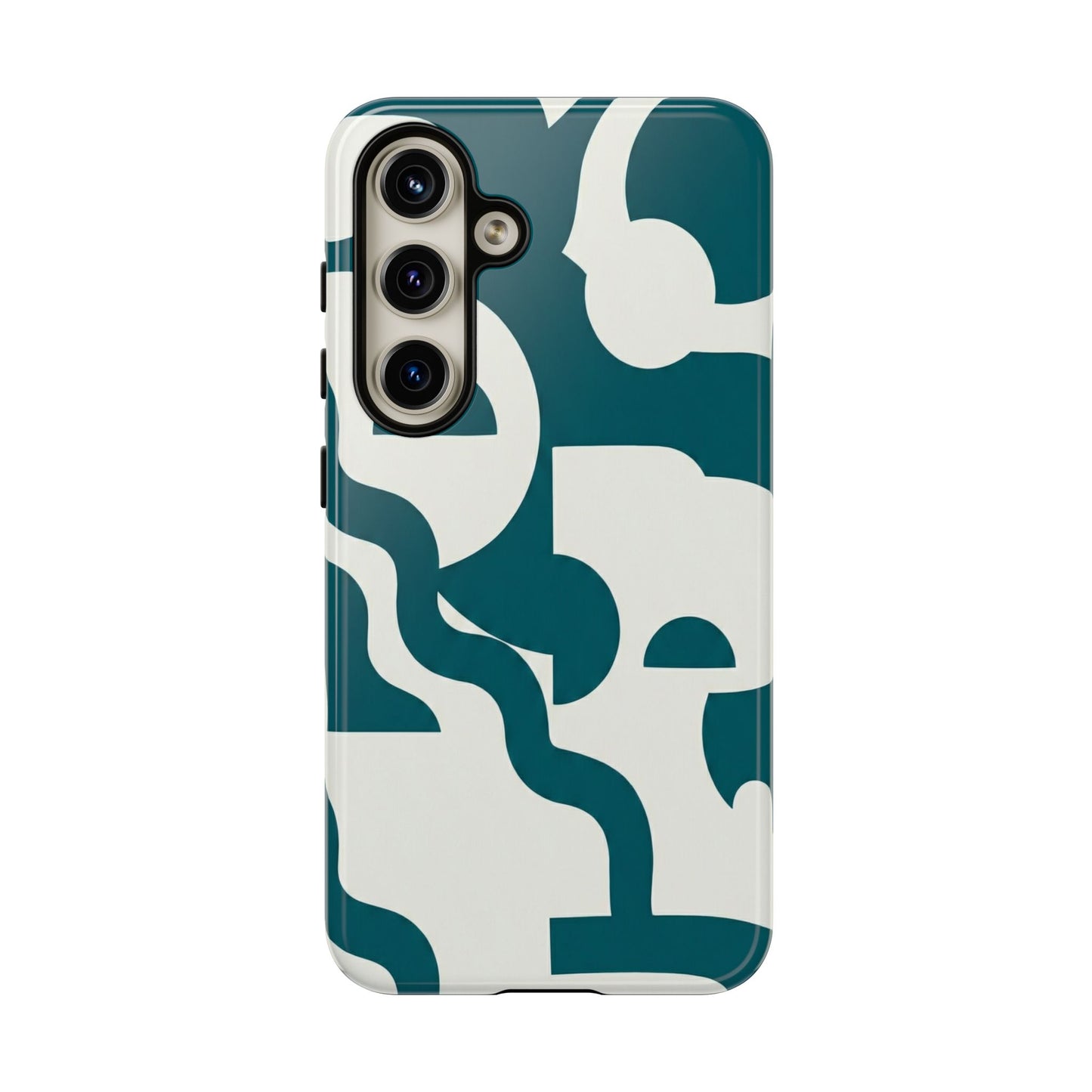 Abstract Teal Pattern Phone Case — Modern Geometric Tough Case