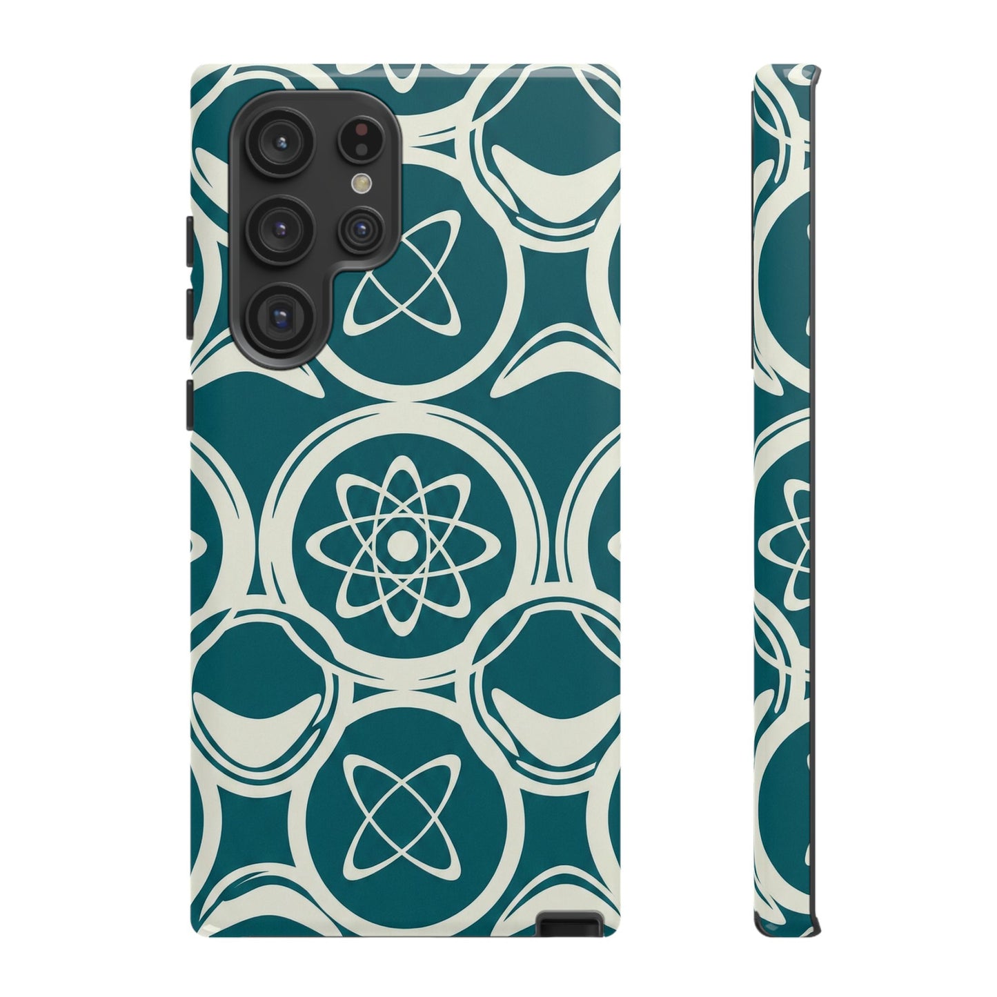 Atomic Geo Tough Phone Case — Teal Retro Science Pattern