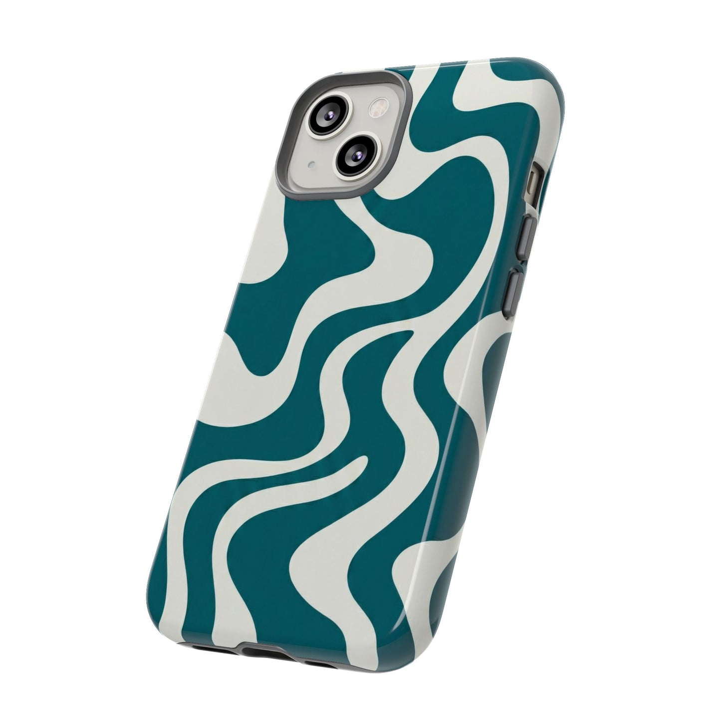 Teal Retro Swirl Tough Phone Case