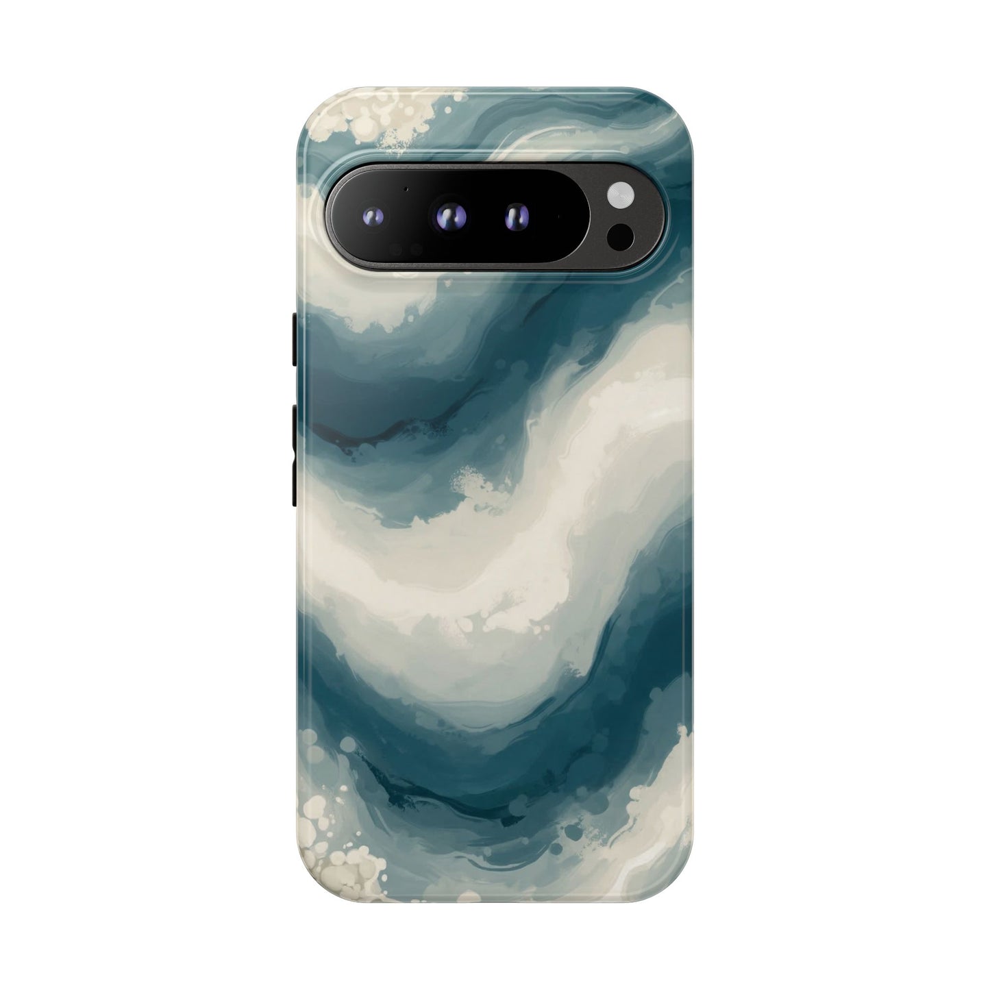 Ocean Wave Marble Phone Case — Teal & Ivory Abstract Tough Case