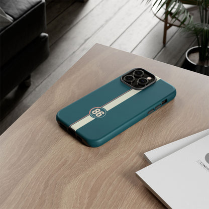 Racing Stripe Phone Case - Retro Teal with Number 86