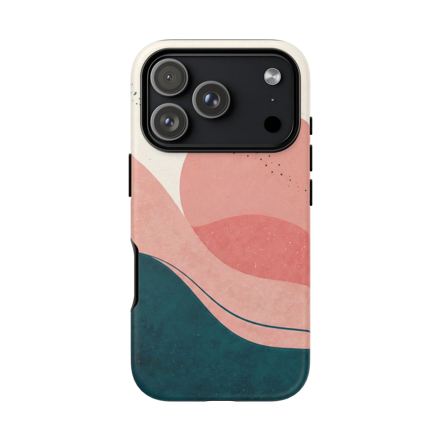 Abstract Sunset Phone Case — Pink & Teal Wave Tough Case