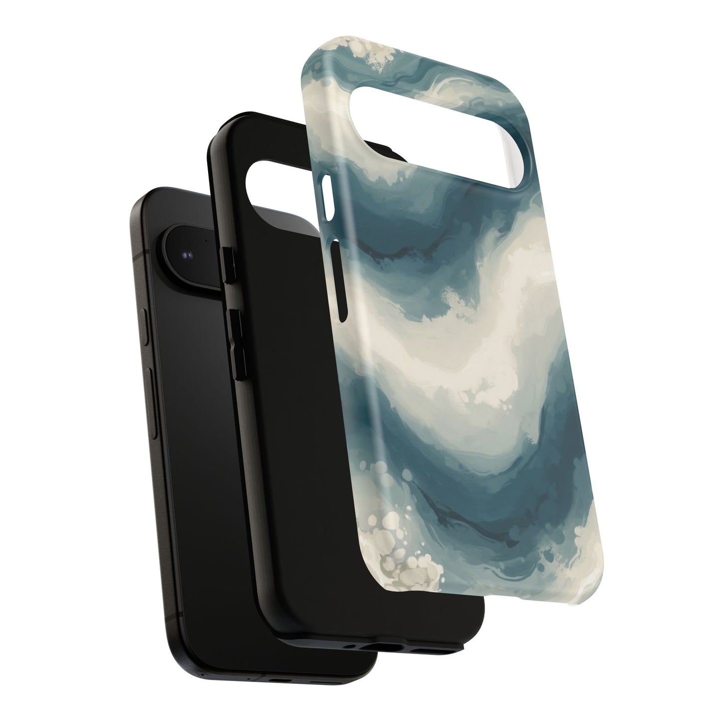 Ocean Wave Marble Phone Case — Teal & Ivory Abstract Tough Case