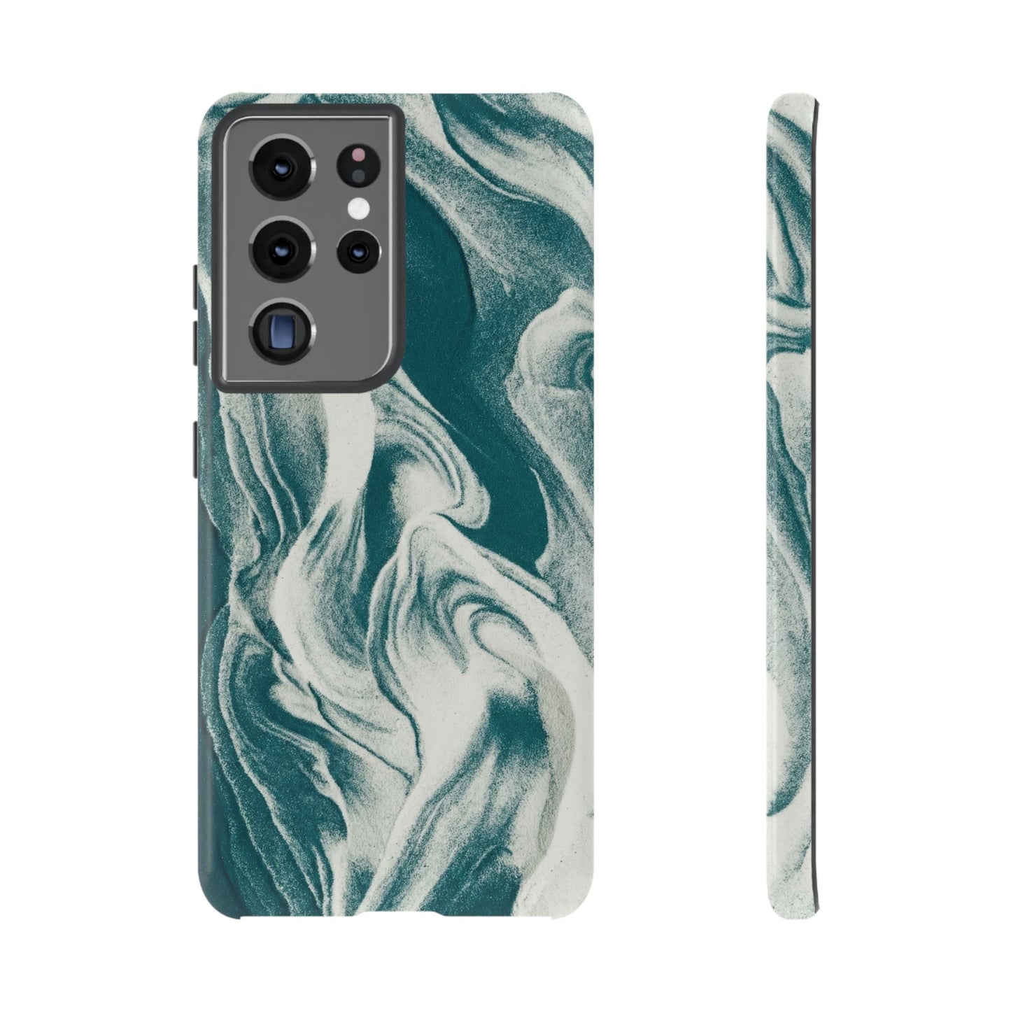 Teal Marble Tough Phone Case — Protective Artistic Swirl Design