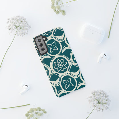 Atomic Geo Tough Phone Case — Teal Retro Science Pattern