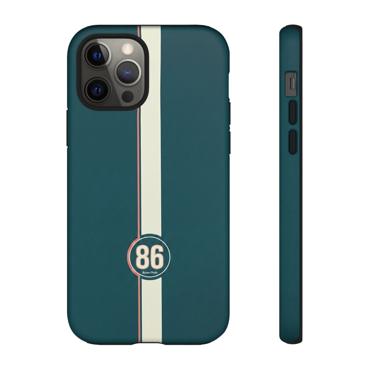 Racing Stripe Phone Case - Retro Teal with Number 86