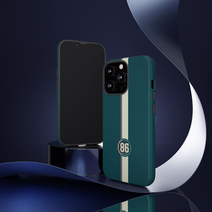 Racing Stripe Phone Case - Retro Teal with Number 86
