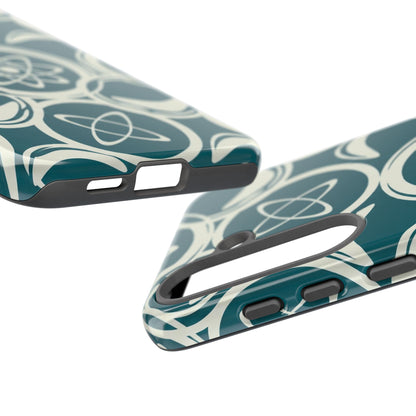 Atomic Geo Tough Phone Case — Teal Retro Science Pattern