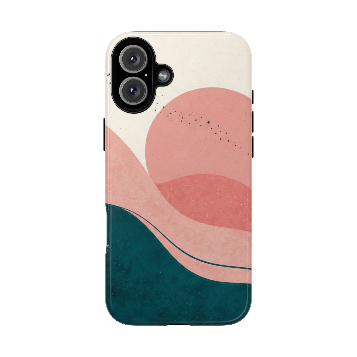 Abstract Sunset Phone Case — Pink & Teal Wave Tough Case