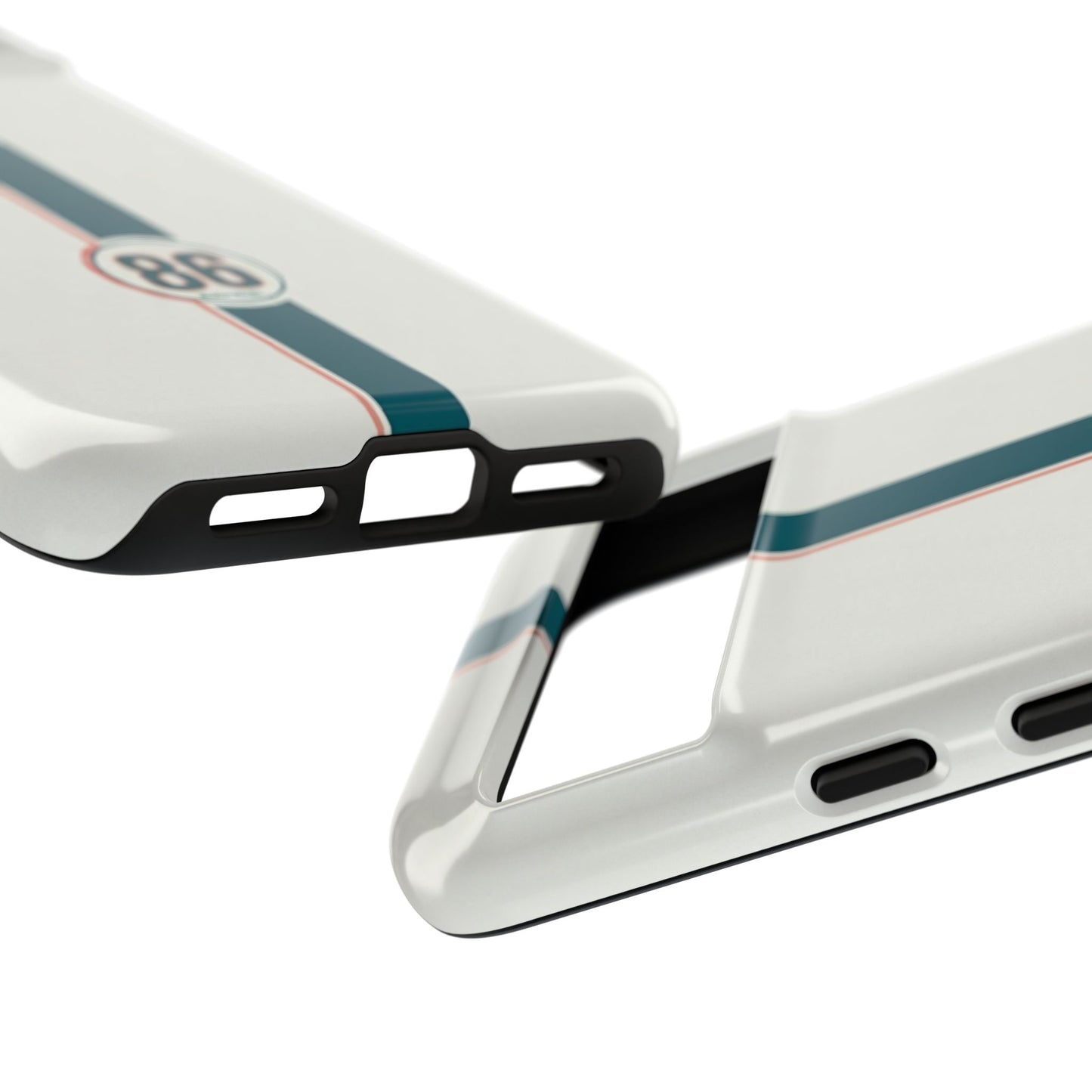 Racing Stripe Tough Phone Case — Retro White With '86 Circle Badge