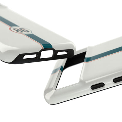 Racing Stripe Tough Phone Case — Retro White With '86 Circle Badge