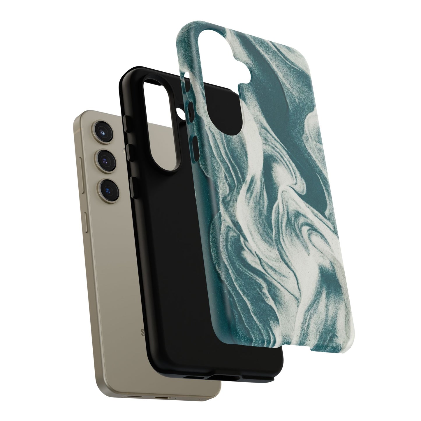 Teal Marble Tough Phone Case — Protective Artistic Swirl Design