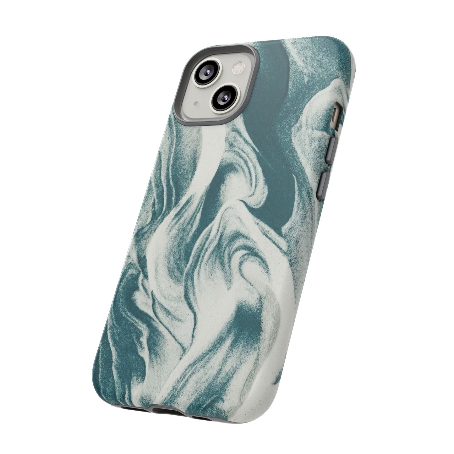 Marble Teal Tough Phone Case — Swirl Pattern Protective Cover