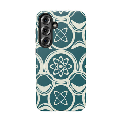 Atomic Geo Tough Phone Case — Teal Retro Science Pattern