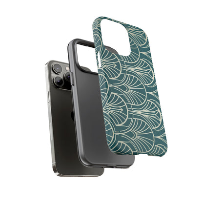 Art Deco Teal Pattern Tough Phone Case — Vintage Geometric Protective Case