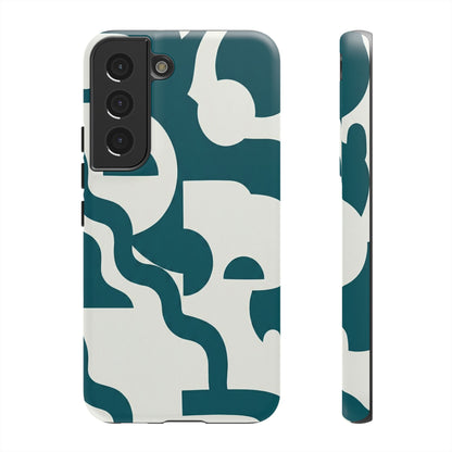 Abstract Teal Pattern Phone Case — Modern Geometric Tough Case