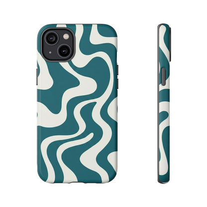 Teal Retro Swirl Tough Phone Case