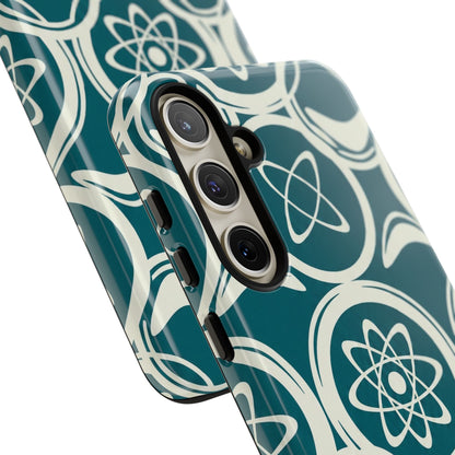 Atomic Geo Tough Phone Case — Teal Retro Science Pattern
