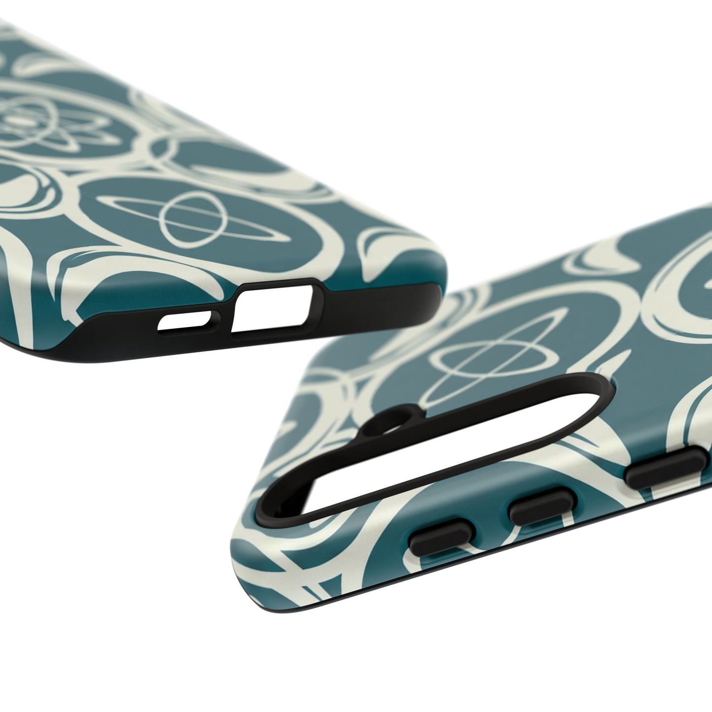 Atomic Geo Tough Phone Case — Teal Retro Science Pattern