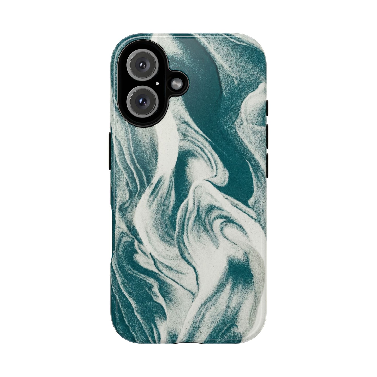 Marble Teal Tough Phone Case — Swirl Pattern Protective Cover