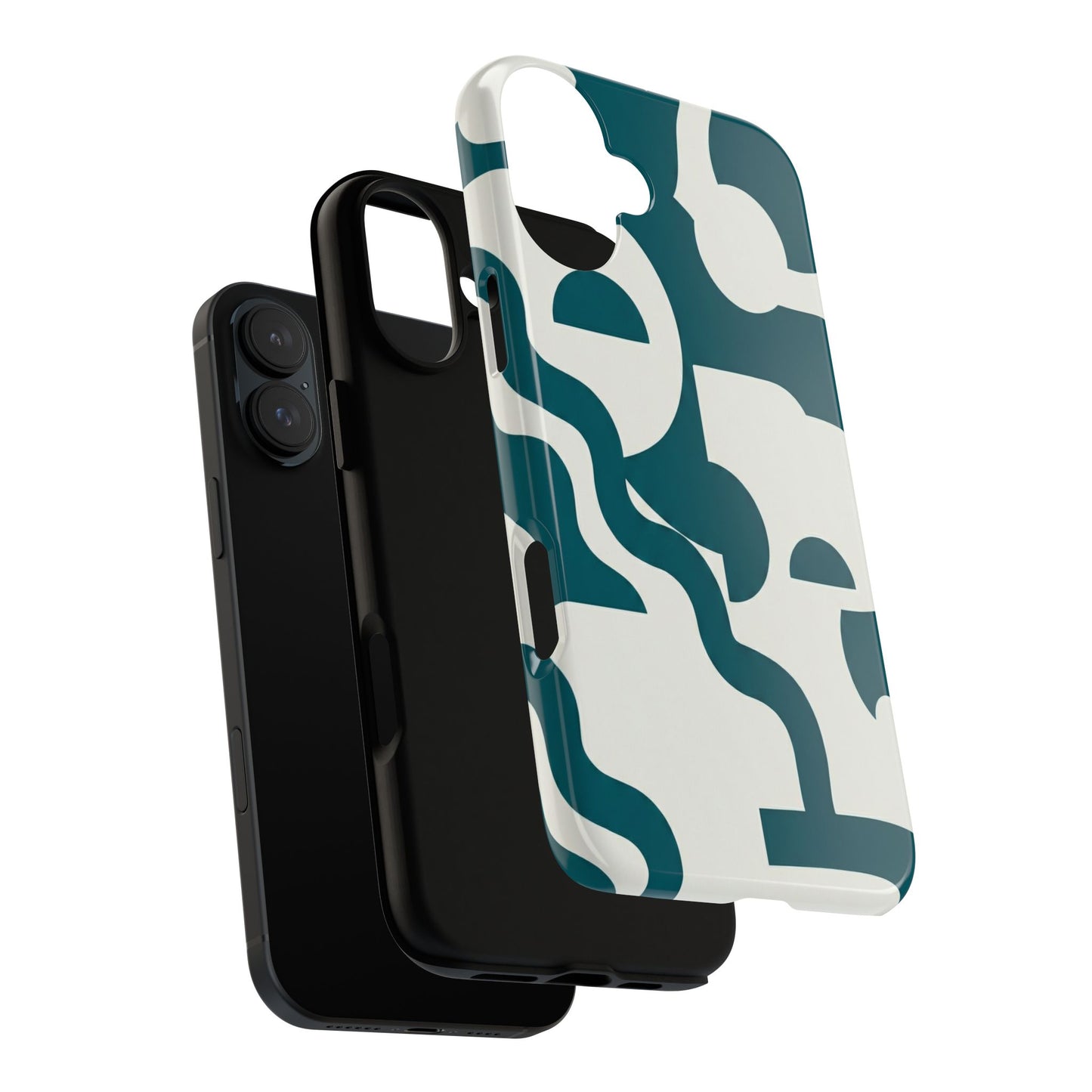 Abstract Teal Shapes Phone Case — Modern Geometric Tough Case