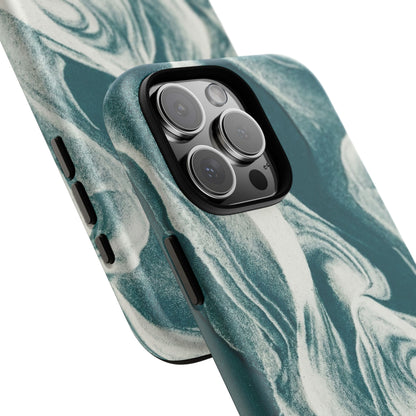 Marble Teal Tough Phone Case — Swirl Pattern Protective Cover