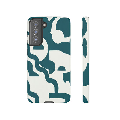 Abstract Teal Pattern Phone Case — Modern Geometric Tough Case