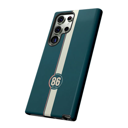 Racing Stripe Phone Case - Retro Teal with Number 86