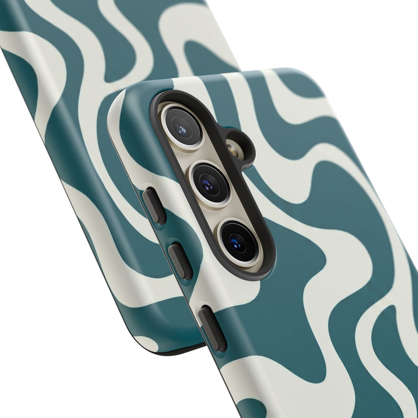 Abstract Teal Swirl Phone Case — Retro Wavy Tough Case