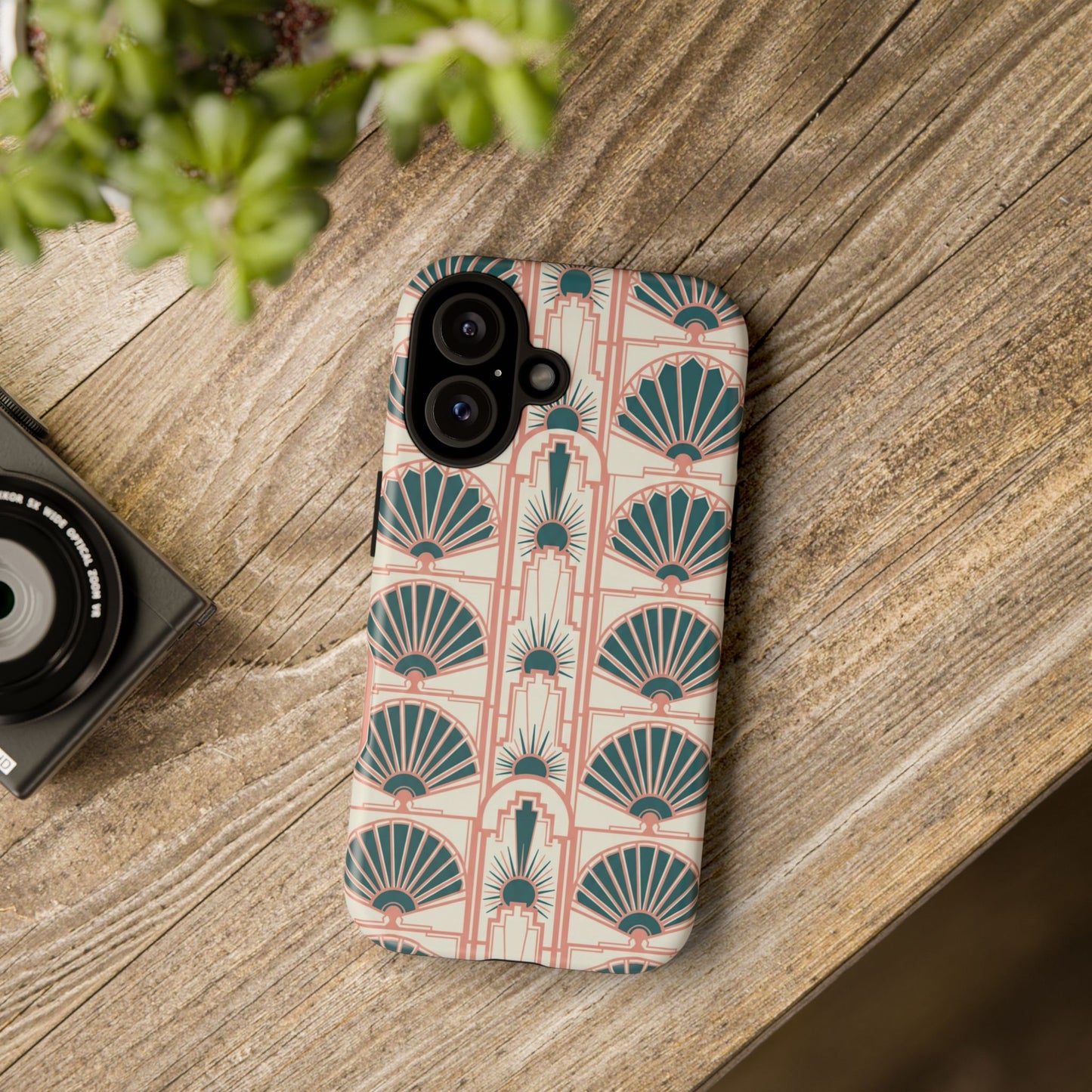 Art Deco Fan Pattern Tough Phone Case — Retro Geometric iPhone Cover